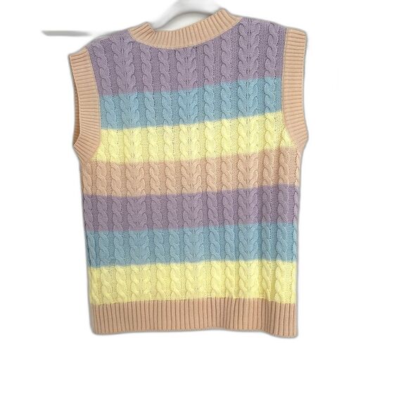 ✨ ELA Pastel Rainbow Knit Sweater Vest | Cable | Size 6 - Picture 2 of 5